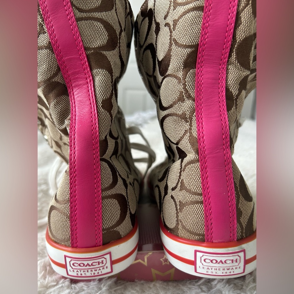Coach Bonney Sneakers Womens Logo Fold Colorful High Tops Shoes Size 10 B - Picture 7 of 9